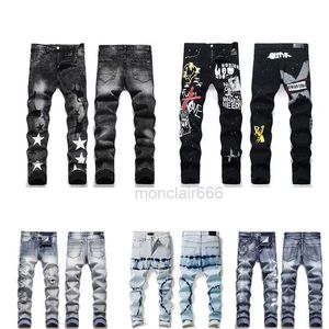 Designer de jeans masculin pour hommes en jean pour les hommes en jean pourpre pour les hommes de broderie pour hommes surtom