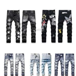 Designer de jeans masculin pour hommes en jean pourpre jean High Street Purple Jeans pour les pantalons de broderie pour hommes