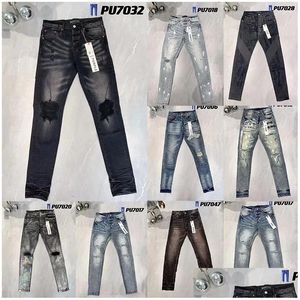 Heren jeans ontwerper heren skinny desig 55 kleuren broek lange hippop sticker borduurwerk slanke denim recht streetwear groothandel 29-38 dhx6f