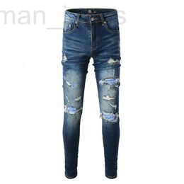 Heren Jeans ontwerper Mens Skinny Distress Ripped Destroyed Stretch Biker Denim wit Zwart Blauw Slim Fit Hip Hop Broek voor heren maat 28-40 Tops Kwaliteit EF45