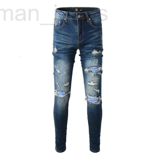 Jeans pour hommes designer Mens Skinny Distress Ripped Destroyed Stretch Biker Denim blanc Noir Bleu Slim Fit Hip Hop Pantalons pour hommes taille 28-40 Tops Qualité EF45