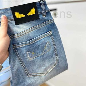 Herenjeans designer nieuwe hereneditie elastisch slim fit kleine voeten blauw denim tranen gewassen oude lange zwarte jeans broek TRP5