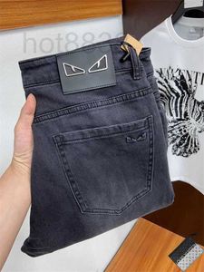 Heren jeans ontwerper nieuwe broek hardware kleine monsterogen slank fit rechte been casual ekd9