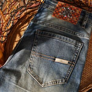 Designer herenjeans Nieuwe stijl jeans voor heren in lente en zomer, Amerikaanse trend, vintage high-end slimfit straight tube casual broek I6F0
