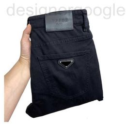 Diseñador de jeans para hombres P-ra Marcas de moda Diseño Pantalones Dre para hombres Original Prdda Estilo correcto Liso Blanco y negro Estiramiento Delgado Busine Lavado informal A8V5