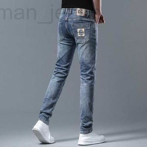 Designer herenjeans premium elastische kleine rechte mouw lente/zomer nieuw modemerk dunne lichte kleur jeugd PPZB