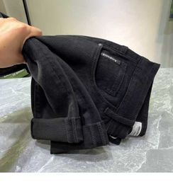Jeans pour hommes designer pur coton noir automne 2022 nouveau Slim Fit pieds élastique haut de gamme européen petit pantalon droit SPOH CWKI