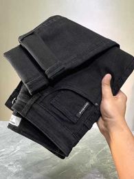 Jeans pour hommes designer pur coton noir automne 2022 nouveau Slim Fit pieds élastique haut de gamme européen petit pantalon droit SPOH HQ36