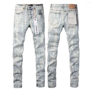Heren jeans ontwerper paars merk heren man mannelijk lichtblauw y2k high street denim verf graffiti patroon beschadigde gescheurde magere broek