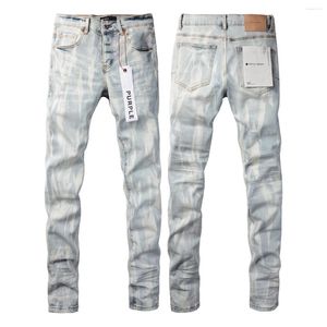 Designer de jeans masculin pourpre marque masculine bleu masculin y2k high street denim peinture graffiti motif pantalon skinny déchiré endommagé