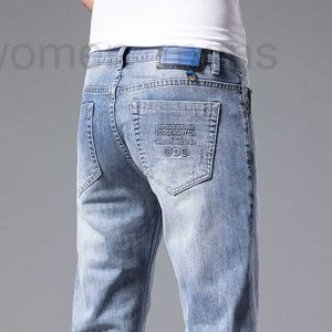 Heren jeans ontwerper slanke fit rechte been casual broek 2023 zomermodemerk veelzijdige 7m1t