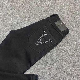 Herenjeans ontwerper Sociale geest jonge man winter trendy vintage zwarte jeans veelzijdige casual cropped broek voor heren 4HG1