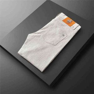Jeans Homme Designer Printemps 2022 et Été Gris Clair Boutique Simple Taille Moyenne Micro Élastique Petite Droite TDQ9