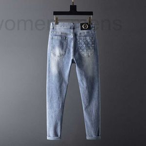 Jeans pour hommes Designer Printemps et Automne Marque de luxe Élastique Slim Fit Petits pieds Taille moyenne Soft Advanced Comfort Pantalon de mode XC3Y