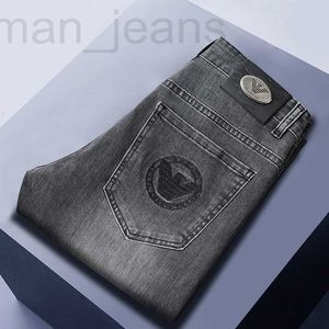 Designer de jeans pour hommes printemps et automne épais, pantalon en denim léger de marque de luxe, coupe droite, élastique, décontracté EN6G