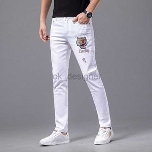 Designer de jeans masculin Spring and Summer Fashion Jeans Men's Men's Hot Diamond Printing Leggings White Slim Whited Whited Whited Whited Legging