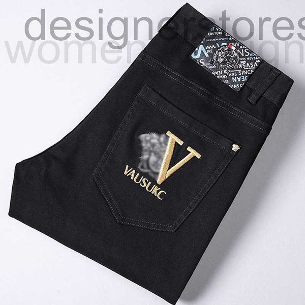 Jeans pour hommes Designer Printemps et été Nouveaux jeans brodés Solide Noir Blanc Coton Élastique Slim Designer à la mode pour hommes 1POF