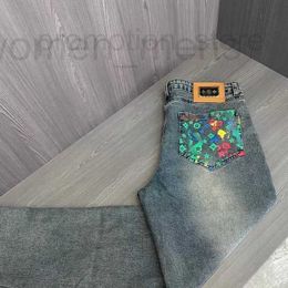 Herenjeans Designer Lente herfst jeans designer broek regenboog graffiti denim broek heren stretch slanke rechte broek trendy cropped X1PM CF17