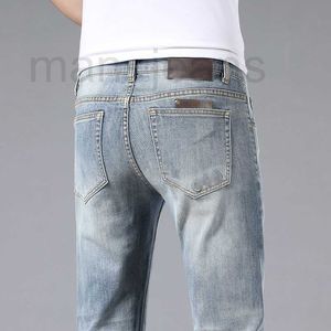Jeans voor heren Designer lente/zomer jeans Koreaanse editie Small Foot Elastisch Slim Fit High-end Europees merk lederen label Herenbroek TLX6