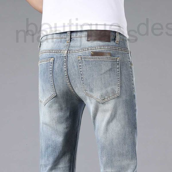 Jeans pour hommes Designer printemps / été édition coréenne petit pied élastique coupe slim haut de gamme marque européenne étiquette en cuir pantalon pour hommes TLX6 QAYZ
