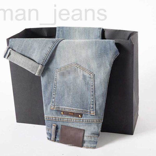 Designer de jeans pour hommes printemps / été édition coréenne petit pied élastique coupe ajustée haut de gamme marque européenne pantalon en cuir XLMB