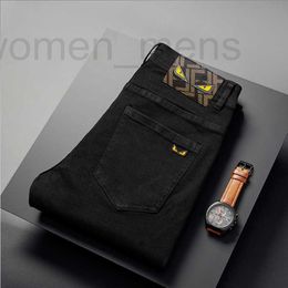 Diseñador de jeans para hombres Spring/Summer Fino Flin Black Fashion Bordery Bordery Pantalería de alta gama Fit Fit Za9w