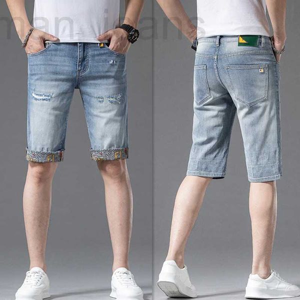 Jeans pour hommes designer Summer Thin Quarter High end Mid pants Slim Fit Elastic Blue Marque Lao Foye Q45C