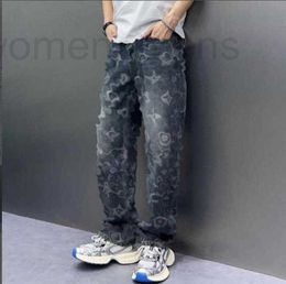 Jeans pour hommes Designer Trendy Denim pour hommes imprimés pantalons américains coupe ample jambe droite à la mode 52VE HHFQ