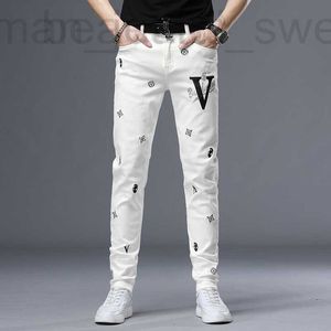 Jeans pour hommes Designer Jeans blancs Marque de mode pour hommes Personnalité Tendance Pantalon Hot Diamond Impression Slim Fit Jeunesse Casual EWXJ UMBO