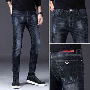 Designer de jeans pour hommes hiver automne marque mince droite élastique décontracté H7HD