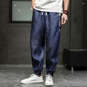 Hommes Jeans Disc Chinoiserie Patchwork Bouton Mode Casual Baggy Été Mince Harem Pantalon De Sport Hommes Vêtements Harajuku Denim Pantalon