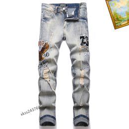 Jean pour hommes en détresse en déchirure skinny jean homme tiré la jambe de jeu de moto slim moto moto biker causal masque pantalon denim pantalon hip hop hommes c35