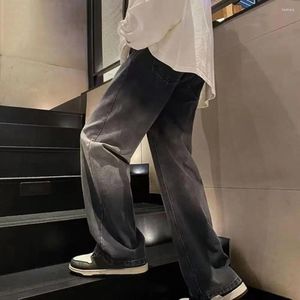 Jeans pour hommes Cordon de serrage à la taille Pantalon pleine longueur d'inspiration rétro Jambe large Entrejambe profond Élastique pour Hip Hop Streetwear Hip-hop