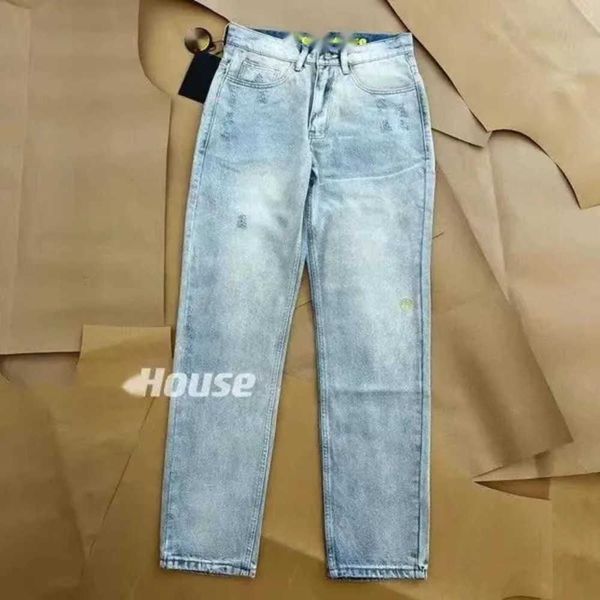 Jeans para hombre DREW smiley Jeans face jeans unisex bordados con agujeros rasgados y parche de tinta salpicada Letra de panel de alta calidad