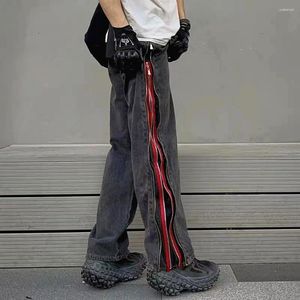 Hommes Jeans Dérive Streetwear Y2K Hip Hop Gothique Splice Rue Lâche Casual Noir Denim Pantalon Long Pantalon Pour Hommes