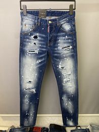 Jeans para hombres Dsquad2 Diseñador de lujo Denim Pantalones perforados Dsquare Moda casual Ropa de moda TAMAÑO DE EE. UU. 28-38 9825
