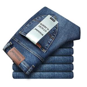 Jeans masculins jeans élastiques pour hommes Business Classic Fashion Denim Pantalon Slim Fit Casual Lignet Jean Soft and Conforty Jeans Y240507