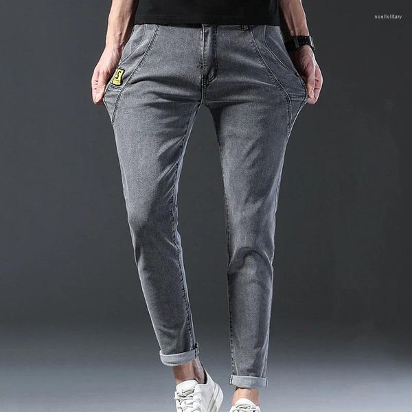 Jean homme élastique coupe ajustée pantalon en jean décontracté crayon gris pantalon classique livraison directe grande taille
