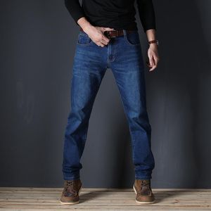 Heren jeans elastiek recht groot formaat 48 eenvoudige stijl zwart blauw stretch denim broek grote mannen plus 7xl jeansmen's