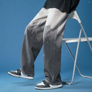 Jeans pour hommes élastique tube droit jambe large goutte mâle long pantalon en denim cravate-teinture décontracté hommes mode Ropa de Mujer