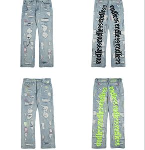 Jeans pour hommes Pantalons en denim sans fin Hommes Femmes Haute Qualité Style Punk Breach Lettres brodées Pantalon droit