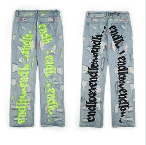 Jeans pour hommes Jeans pour hommes sans fin Femmes Ess Jeans Pantalon en denim de haute qualité Hip Brodé Brodé Do Old Hole Streetwear Jeans