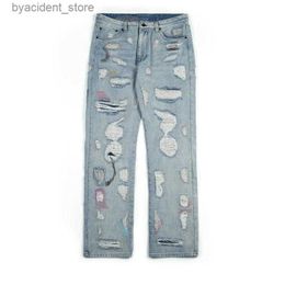 Jeans pour hommes sans fin hommes femmes jeans haute qualité hip hop denim pantalon brodé cassé faire vieux trou streetwear jeans l240313