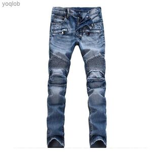 Jeans masculin Europe et Amérique pliant des jeans de flocons de neige à glissière pliante
