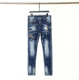 Jeans masculins créatrice de luxe européenne et américaine Jeans pour hommes Slim Fit Elastic Brodery Pantal