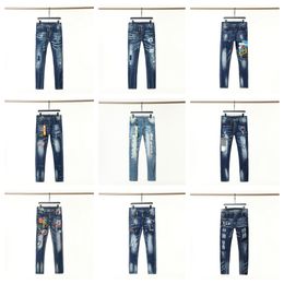 jeans pour hommes créateurs de luxe européens et américains jeans pour hommes pantalons brodés extensibles minces peinture swing de mode pour hommes et femmes