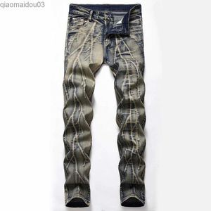 Jeans masculins jeans européens et américains en jean en denim extensible des hommes s'adapte généralement pour les marques rétro Ground Parties Hip-Hop Plus Taille Pantl2404