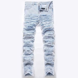 Jeans masculin européen industriel lourd hommes jeans empilés jeans pantalons droits non étendus