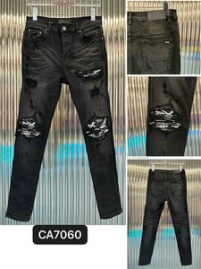Jeans pour hommes Jean européen Hombre lettre étoile hommes broderie patchwork déchiré pour tendance marque moto pantalon hommes skinnythm8 122