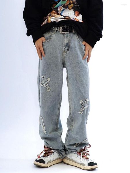 Jeans pour hommes Européen Unisexe Jambe Large Denim Pantalon Lâche Droit Beaux Garçons Casual Hip Hop